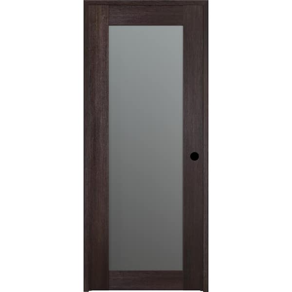 Belldinni 28 in. x 80 in. Vona 207 Left-Hand Frosted Glass Solid Core Veralinga Oak Wood 1-Lite Single Prehung Interior Door
