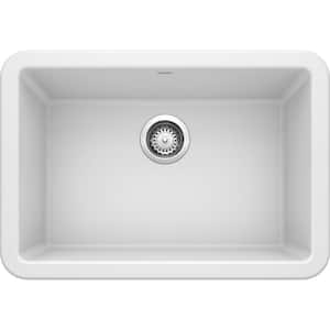 IKON SILGRANIT Granite Composite 27 in. Single Bowl Farmhouse Apron Kitchen Sink in White