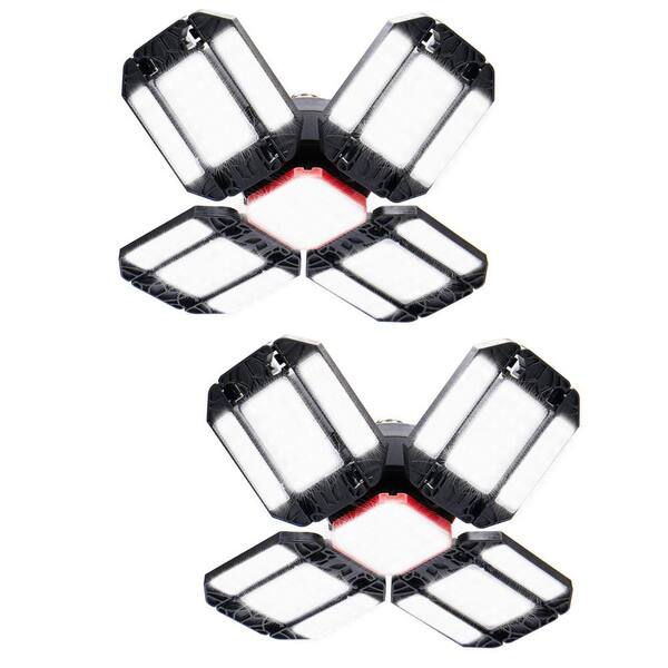 Nersunda 180Watt Deformable LED Garage Light with 12 Panels (2Pack