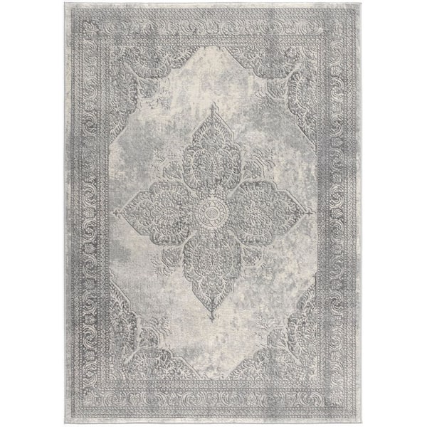 Havana 2' x 2' (Exact Size: 2'3" x 2') Moroccan Indoor Doormat Rug, Grey Beige, South-Western