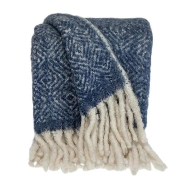 HomeRoots Charlie Indigo Solid Acrylic Throw Blanket 2000402926 The