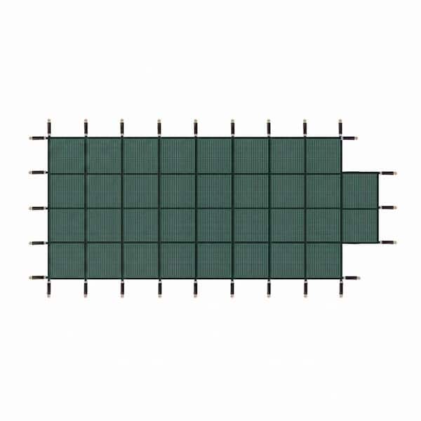Inground Pool Safety Cover, Fits 18x36ft+4x8ft Center Step Rectangular Swimming Pools, Green Mesh