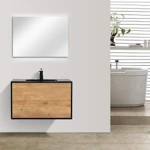 Vienna 36 in. W x 21 in. D x 22 in. H Bathroom Vanity in White Oak with White Acrylic Top with White Sink
