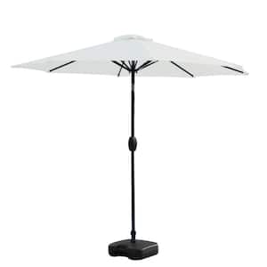 9 ft. Tilt and Crank Patio Table Umbrella With Square Base in White