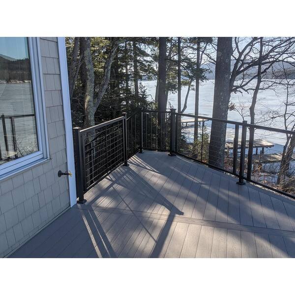 FORTRESS Fe26 Horizontal Cable Rail Black Sand Stair Vertical I-Support for Cable Railing System