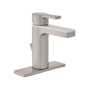 Modern Single-Handle Single-Hole Bathroom Faucet in Dual Finish Brushed Nickel and White