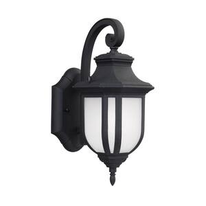 Childress 12.625 in. 1-Light Black Outdoor Wall Lantern Sconce