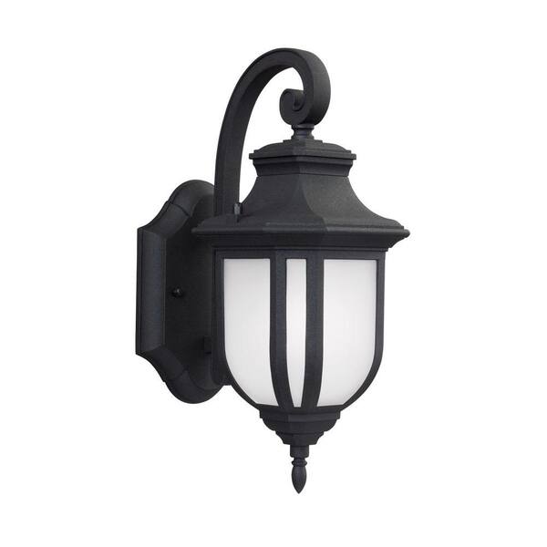 Generation Lighting Childress 12.625 in. 1-Light Black Outdoor Wall Lantern Sconce
