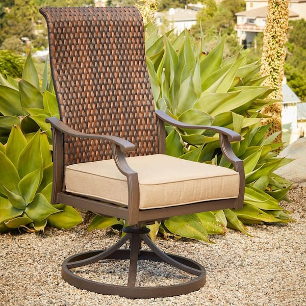 Royal Garden Rhone Valley 7 Piece Wicker Outdoor Dining Set With Tan Cushions Rovdst701 The Home Depot - Elbertex Patio Chairs