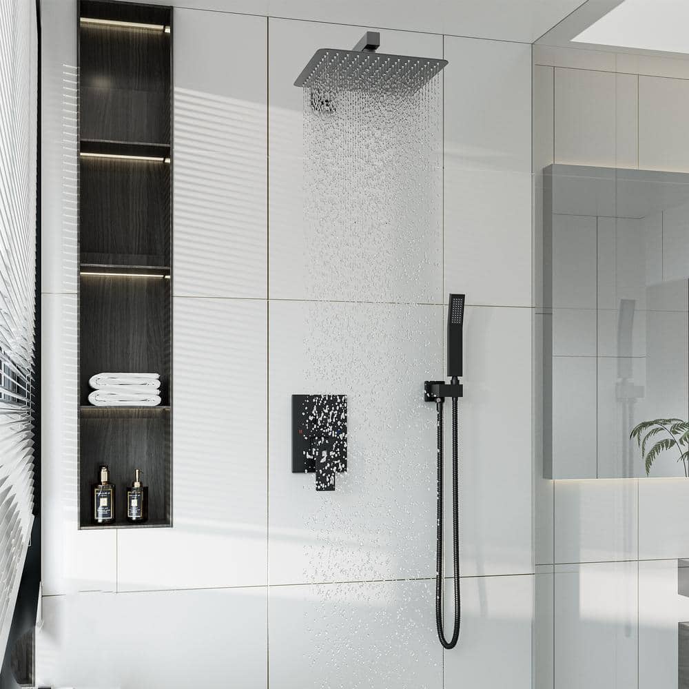 Matte Black Dual Function Square Rain Shower System