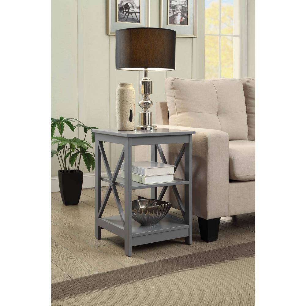 Gray MDF 3-Shelf Rectangular End Table