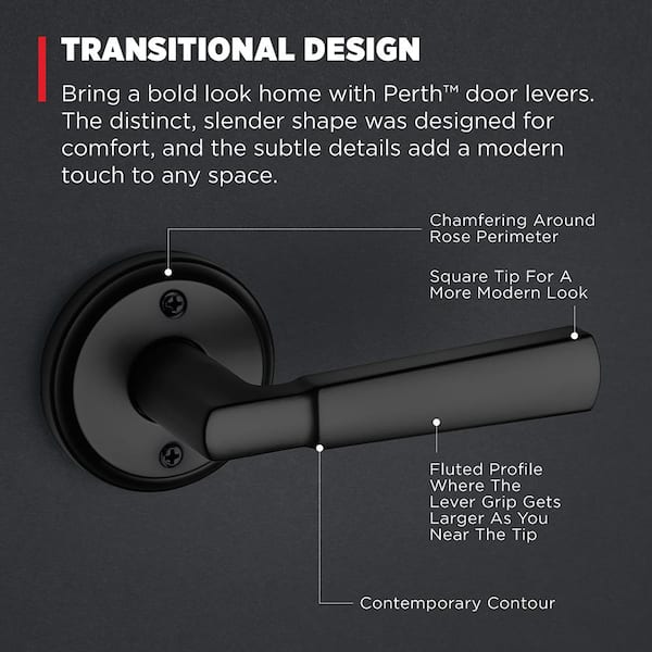 Kwikset Perth Matte Black Reversible Half-Dummy Door Handle 788PHL