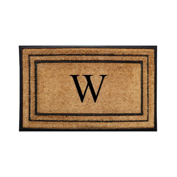 A1HC Natural Coir Rubber Doormat, 25 in x 57 in, Heavy Duty, Dirt Trapping, Thick Non Slip Monogrammed W Doormats