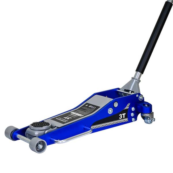 3-Ton Aluminum Iron Horizontal Floor Jack, Hydraulic Trolley Service, Floor Jack with Extra Saddle, 6,600 lb. Capacity