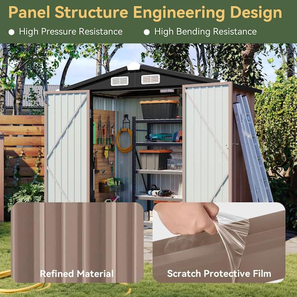 Sizzim 6 ft. W x 4 ft. D Outdoor Metal Storage Shed with Subfloor