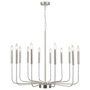 12-light Nickel Candlestick Chandelier for Kitchen with no bulbs included