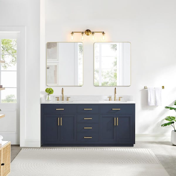 Altair Gavino 72 in. W x 22 in. D x 34 in. H Bath Vanity in Royal Blue with Grain White Composite Stone Top