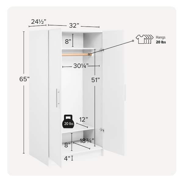 Prepac Elite 32 in. W x 65 in. H x 24.5 in. D 2-Shelf Engineered