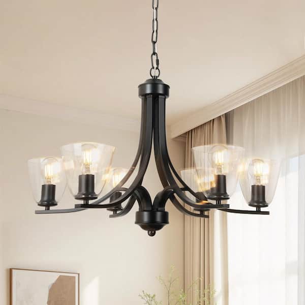 6-Light Black Rustic Vintage Chandeliers 31.5 in. Pendant Lighting Ceiling Hanging Light Fixture for Dining Room Kitchen