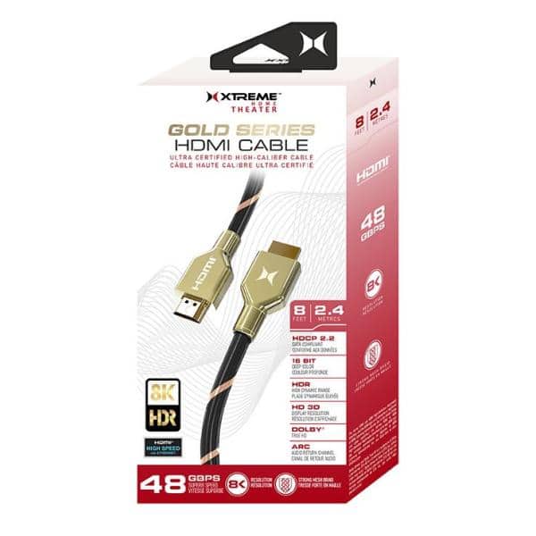 Xtreme 8 ft. Gold HDMI Cable, Supports 4K and 8K HD Quality Presentations