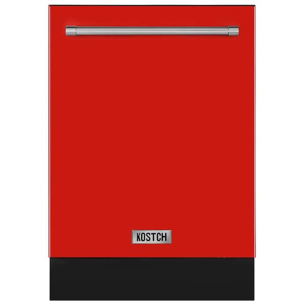 24 in. Top Control Built-In Tall Tub Dishwasher in Red with Third Rack, Auto Open Dry, 45 dBA, ENERGY STAR