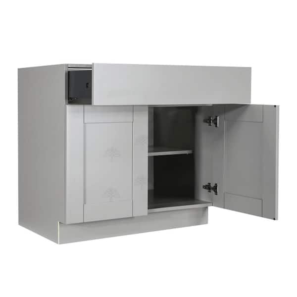 LIFEART CABINETRY Anchester Assembled 36x34.5x24 in. Base Diagonal Cabinet in Light Gray
