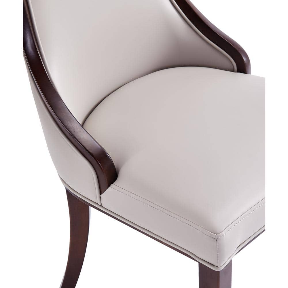 Grand Gray Faux Leather Parsons Dining Chairs with Wood Frame, Set of 4