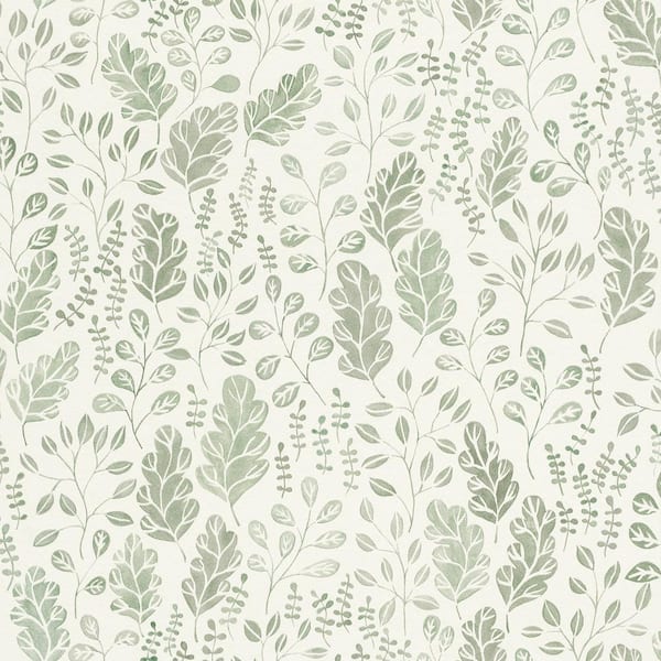 A-Street Prints Isha Green Leaf Wallpaper Sample