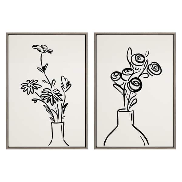 Kate and Laurel Sylvie Farmhouse Framed Canvas Wall Art 33 in. x 23 in. (Set of 2)