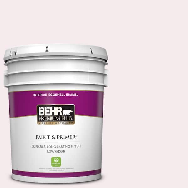 BEHR PREMIUM PLUS 5 gal. #100A-1 Barely Pink Eggshell Enamel Low Odor Interior Paint & Primer