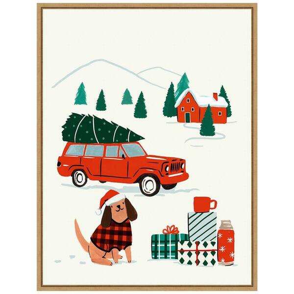 Amanti Art 23.5 in. H x 18 in. W Canvas Going to Grandmas I Christmas Holiday Framed Box Wall Art