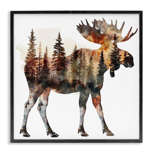 Stupell Industries Moose Forest Silhouette by LSR Design Studio Black Framed Animal Giclee Art Print 17 in. x 17 in.