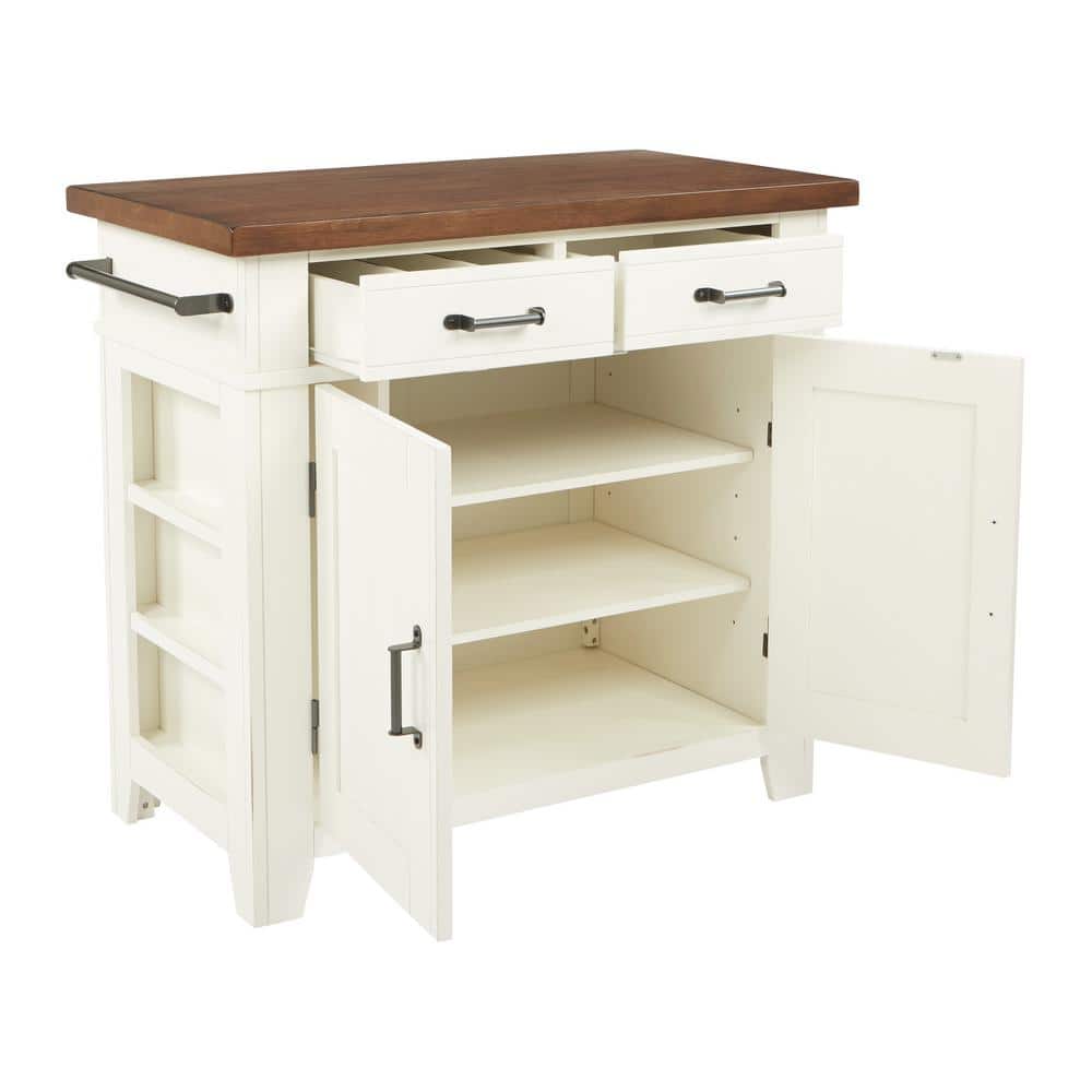 Urban Farmhouse 50'' White Kitchen Island with Vintage Oak Accents