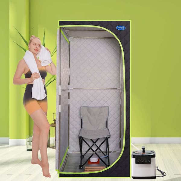 1-Person Plus Type Full-body Sauna Tent Portable Sauna Box Portable Steam Sauna Tent with FCC Certification-Black