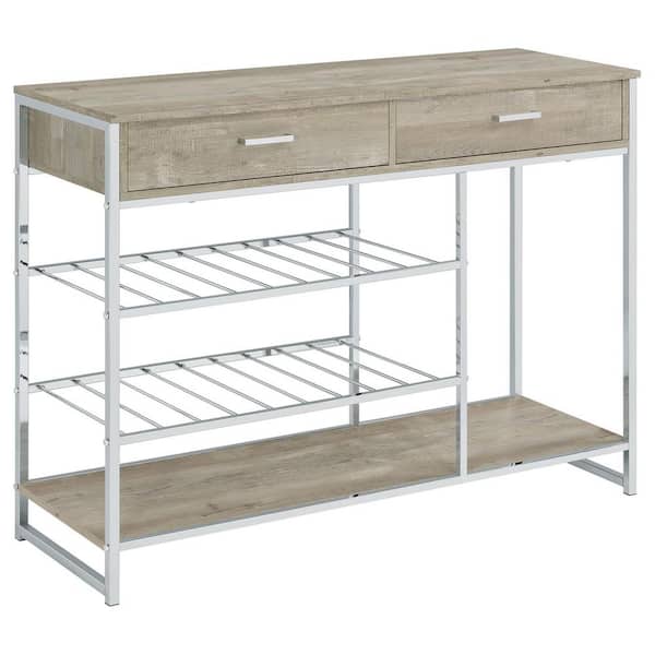 Melrose 18-Bottle Gray Washed Oak Bar Cabinet