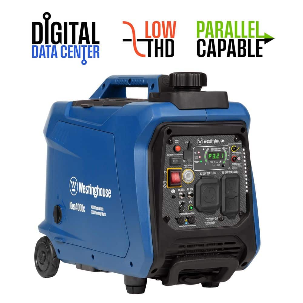 Westinghouse 4,000-Watt Gas Powered Portable Inverter Generator with Remote Electric Start, LED Data Center
