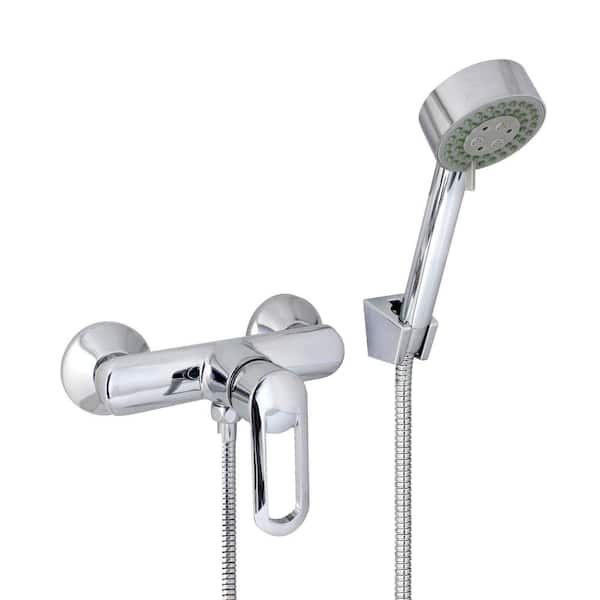 MODONA Oval 6 in. Single-Handle 3-Spray Shower Faucet with Massage Hand Held Shower in Polished Chrome (Valve Included)