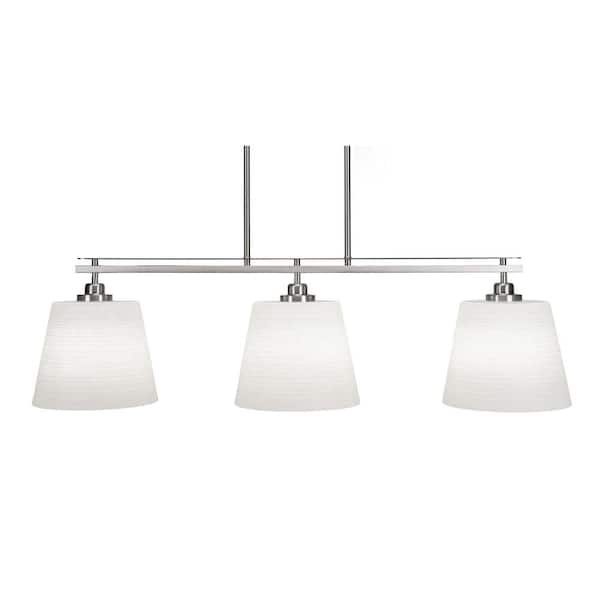 Unbranded Monroe 3-Light Brushed Nickel, Billiard Light, Any room with 10 in. White Matrix Glass Shades no bulbs included