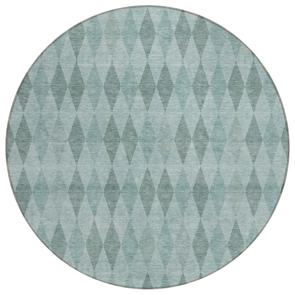 Addison Rugs Chantille ACN561 Teal 8 ft. x 8 ft. Round Machine Washable Indoor/Outdoor Geometric Area Rug