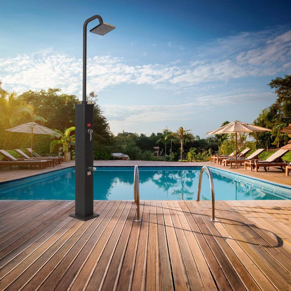 Sunneday Black Aluminum Solar Outdoor Shower with 6 Gallon Tank
