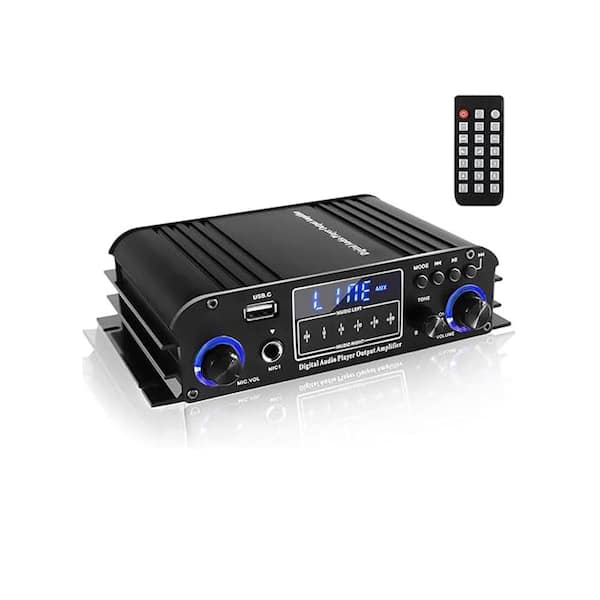 4-Channel Bluetooth 5.0 Stereo Amplifier, 50Wx4 HiFi Power Amp, 1200W Max, USB/SD/FM, Class D Home Audio Receiver