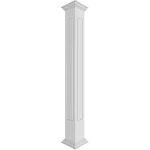 11-5/8 in. x 8 ft. Premium Square Non-Tapered Raised Panel PVC Column Wrap Kit Crown Capital and Base