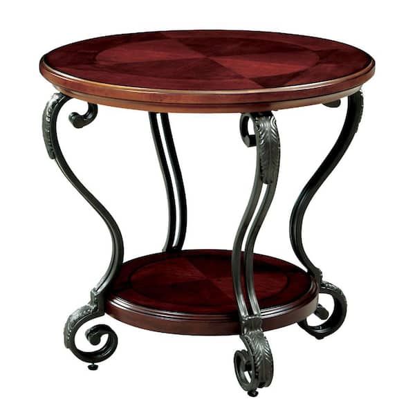 Benjara Brown Cherry Finish End Table Transitional Style