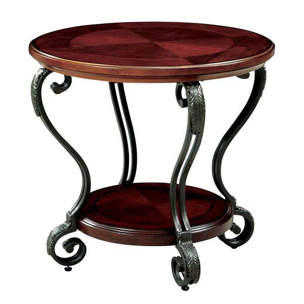 Benjara Brown Cherry Finish End Table Transitional Style BM123233 The