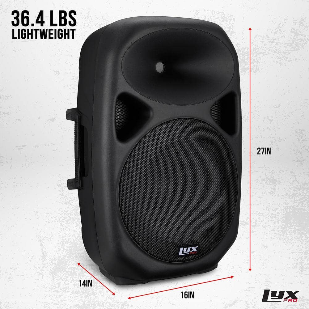 15" Black Portable PA Speaker with Bluetooth and MP3 Input