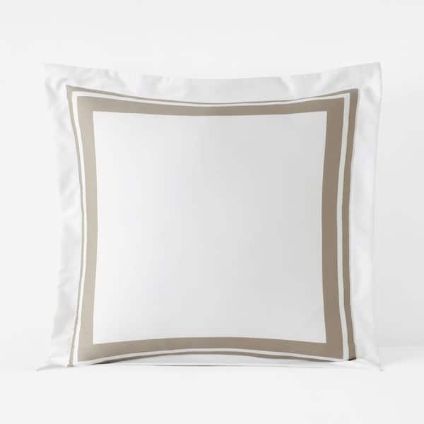 The Company Store Legends Hotel Double Border Light Birch Wrinkle-Free Supima Cotton Euro Sham