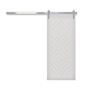 42 in. x 84 in. Zaftig Sway Bright White Wood Sliding Barn Door with Hardware Kit in Stainless Steel