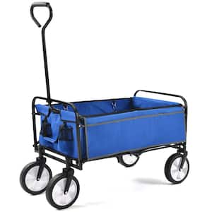 3 cu. ft. Fabric Folding Wagon Garden Cart in Blue, for Garden, Shopping, Beach, Camping, Picnic