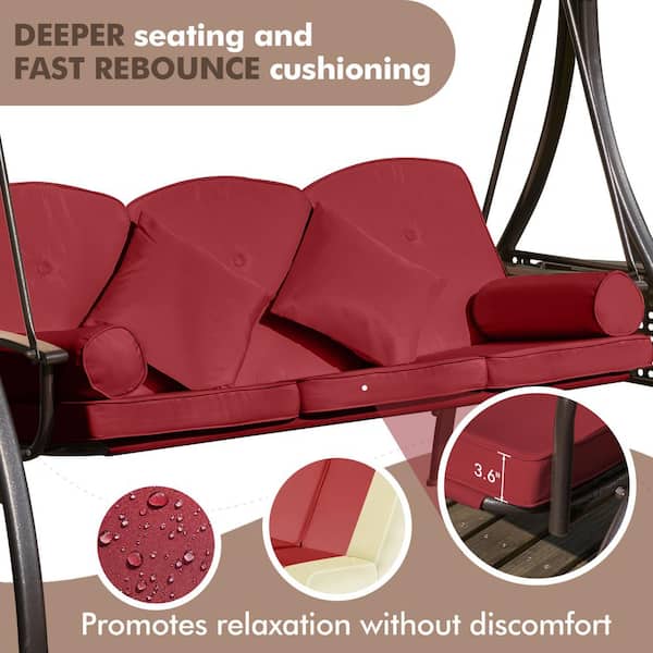 3-Seats Outdoor Metal Patio Swing Chairs Style 2 with Adjustable