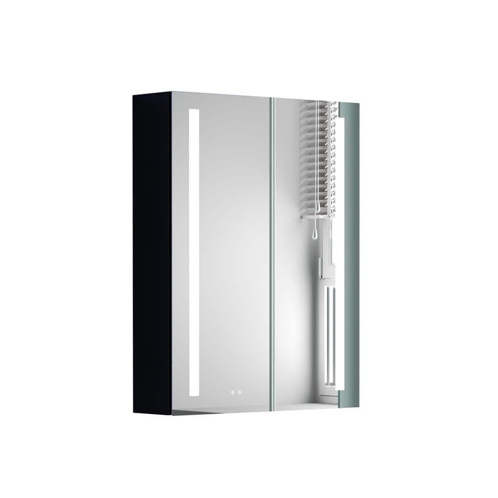20 in. W x 25.6 in. H Rectangular Glass Medicine Cabinet with Mirror, LED T